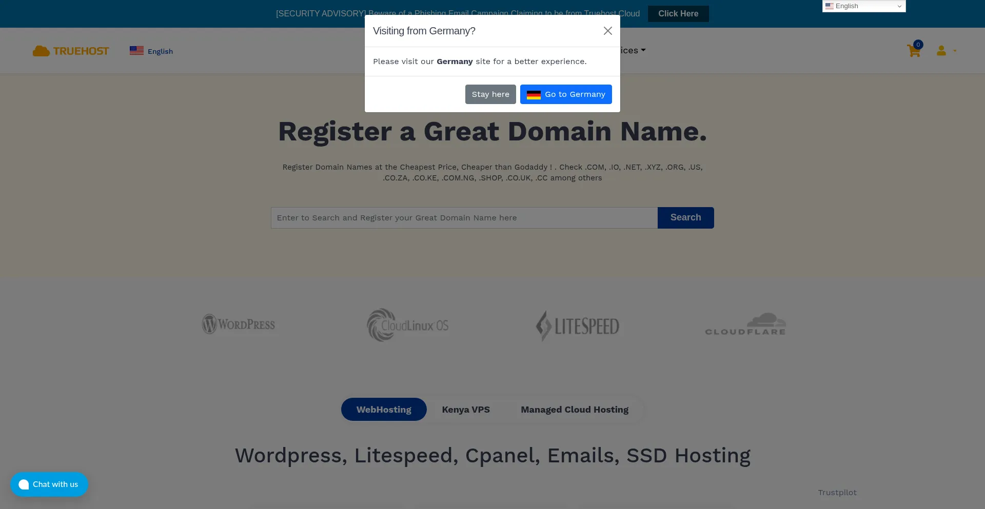 Truehost.cloud Screenshot
