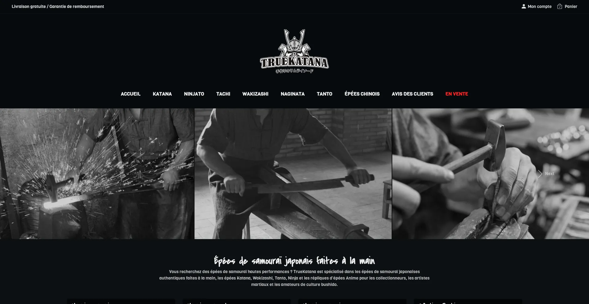 Website screenshot of Truekatana.fr