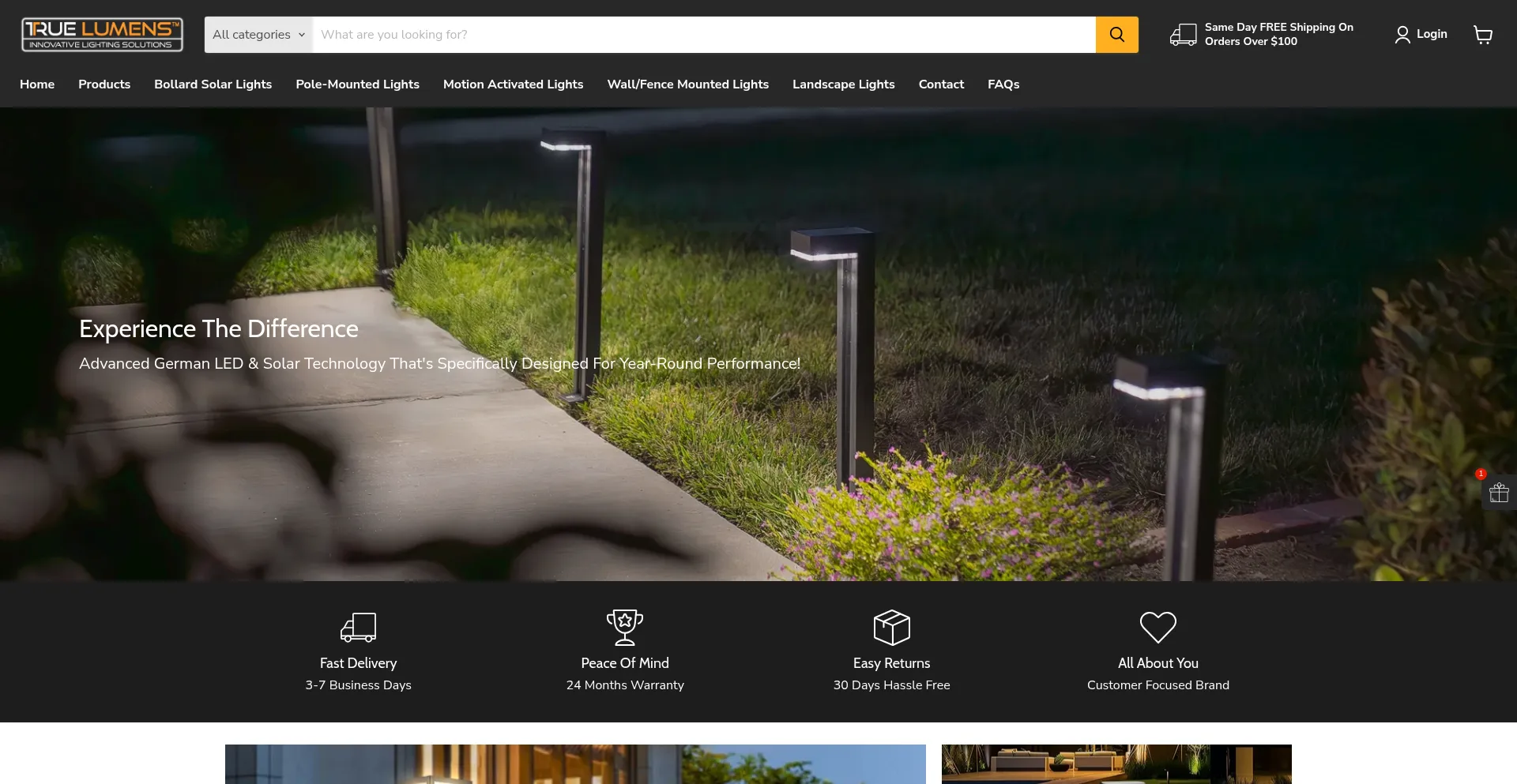 Website screenshot of Truelumens.com