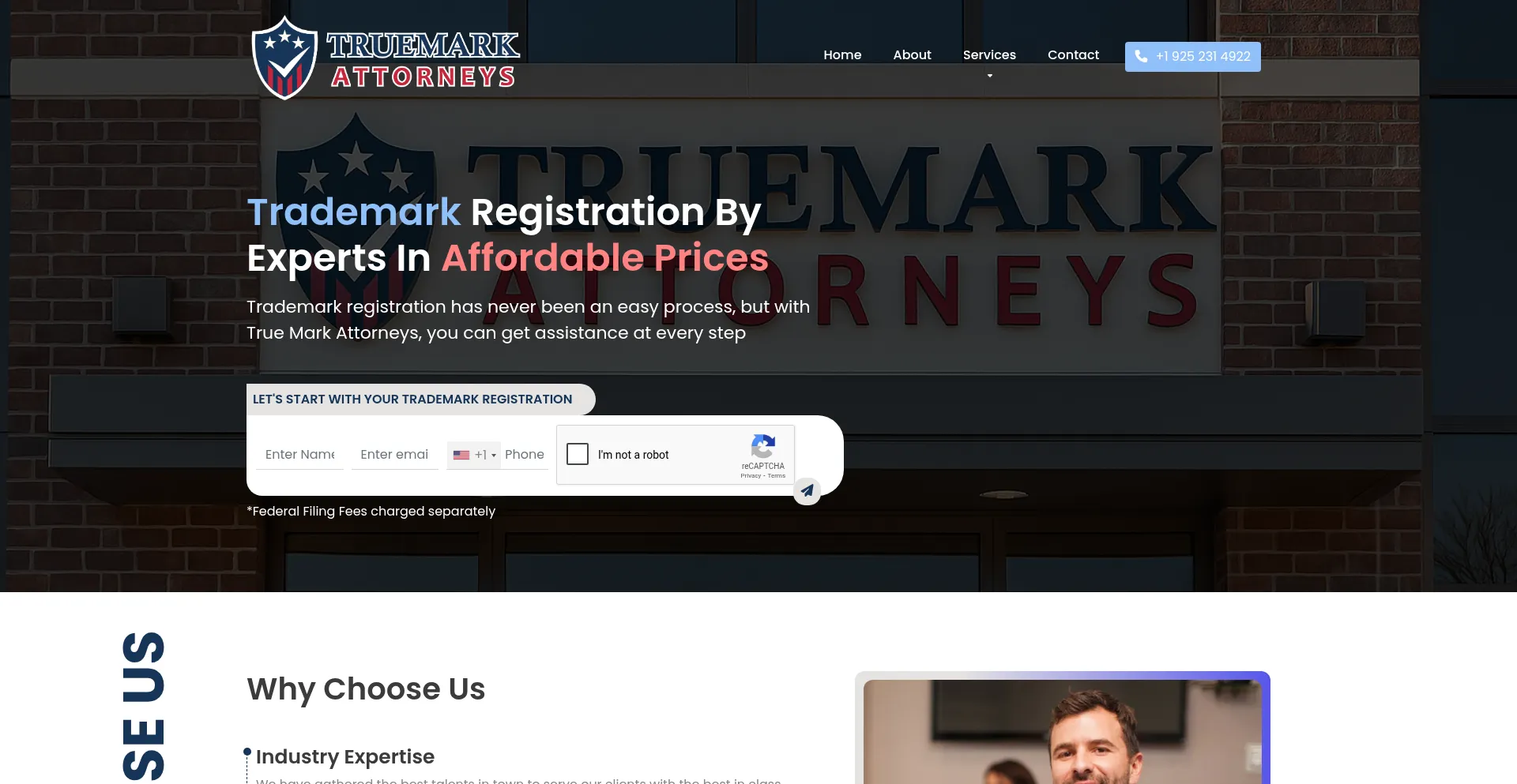Website screenshot of Truemarkattorneys.com