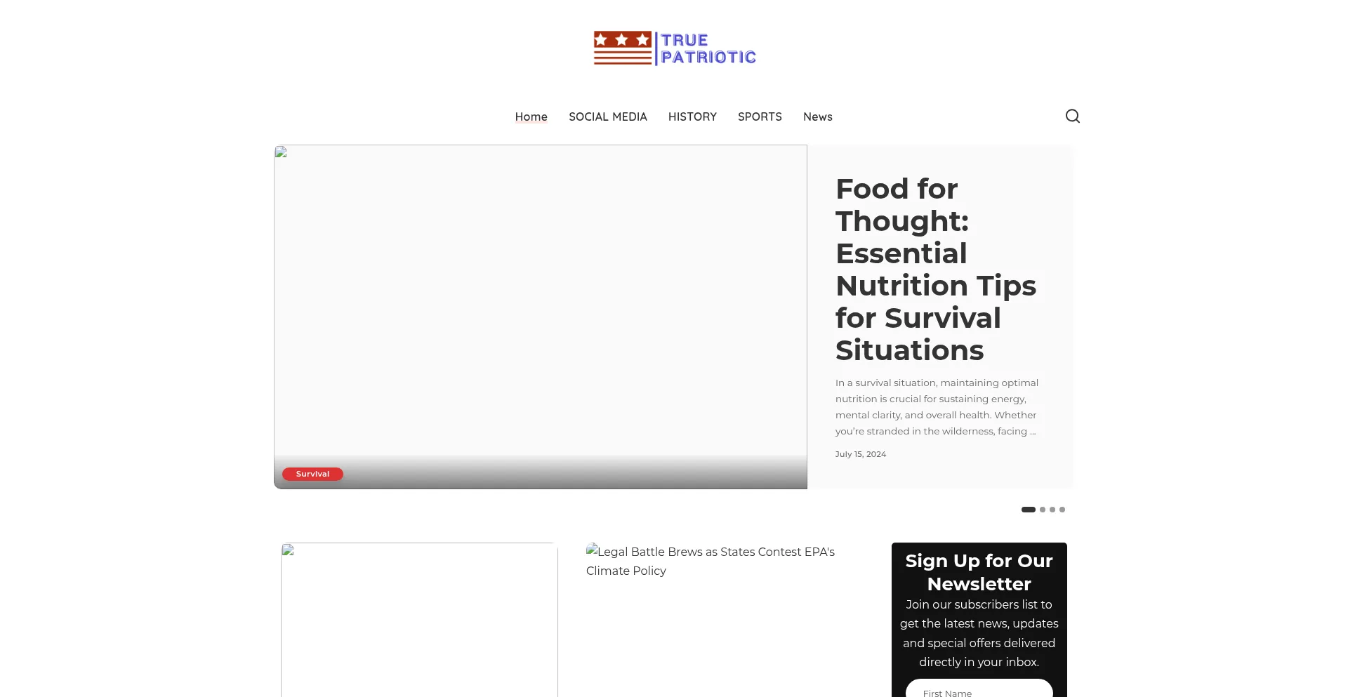 Website screenshot of Truepatriotic.com