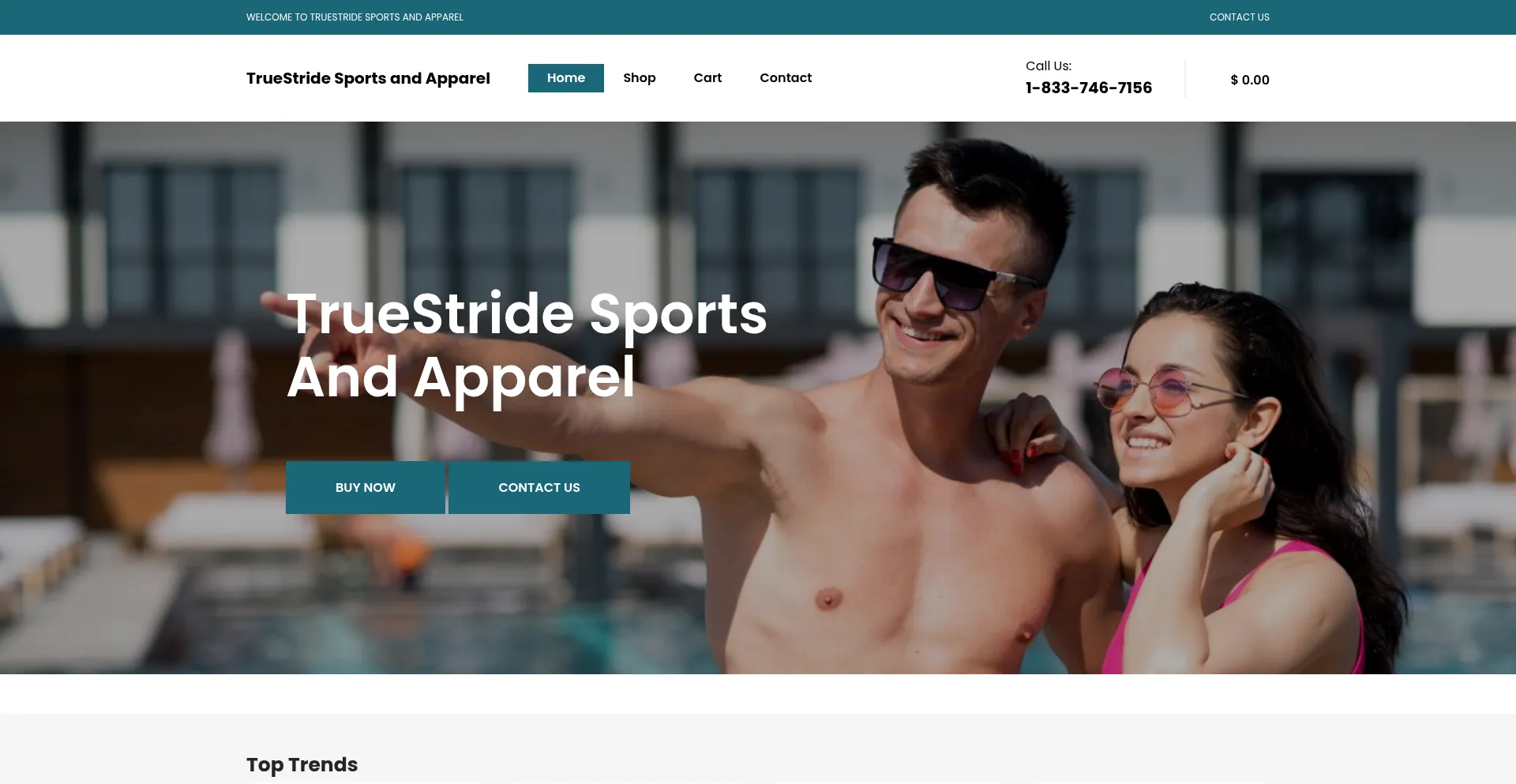 Website screenshot of Truestridesportsandapparel.com