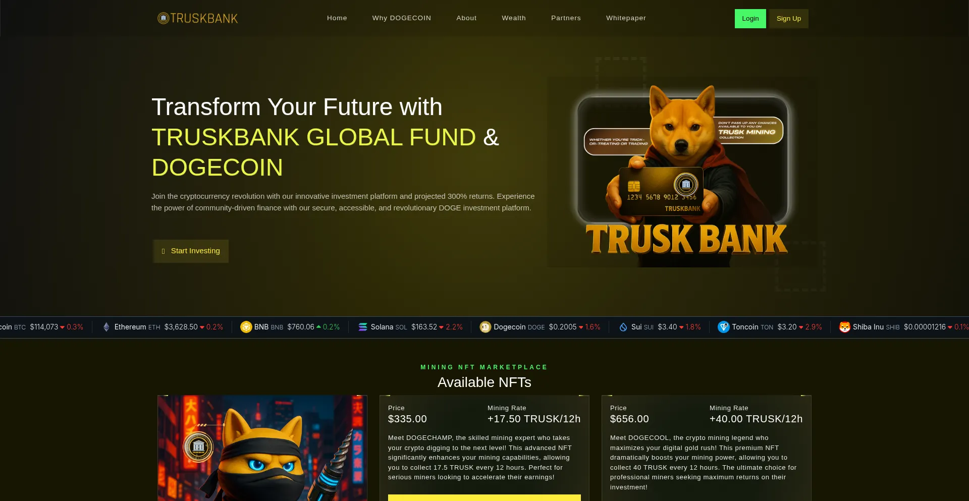 Website screenshot of Truskfinance.com