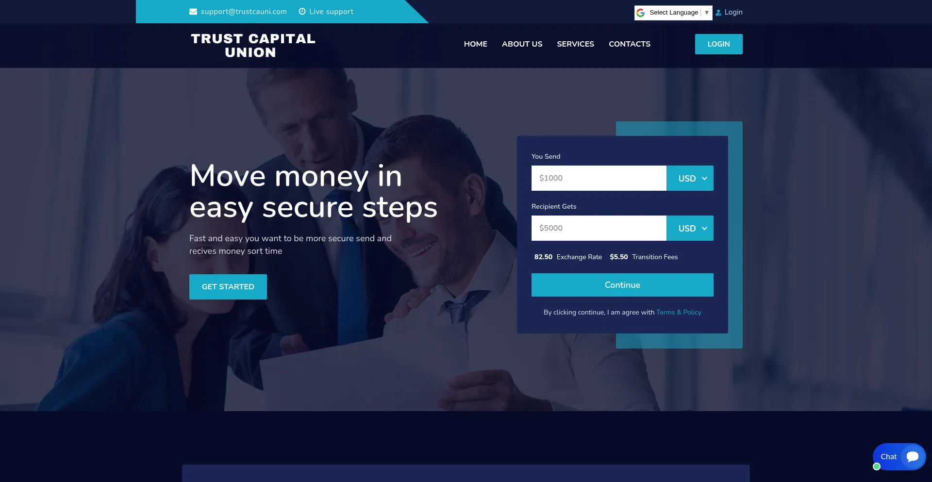 Website screenshot of Trustcauni.com