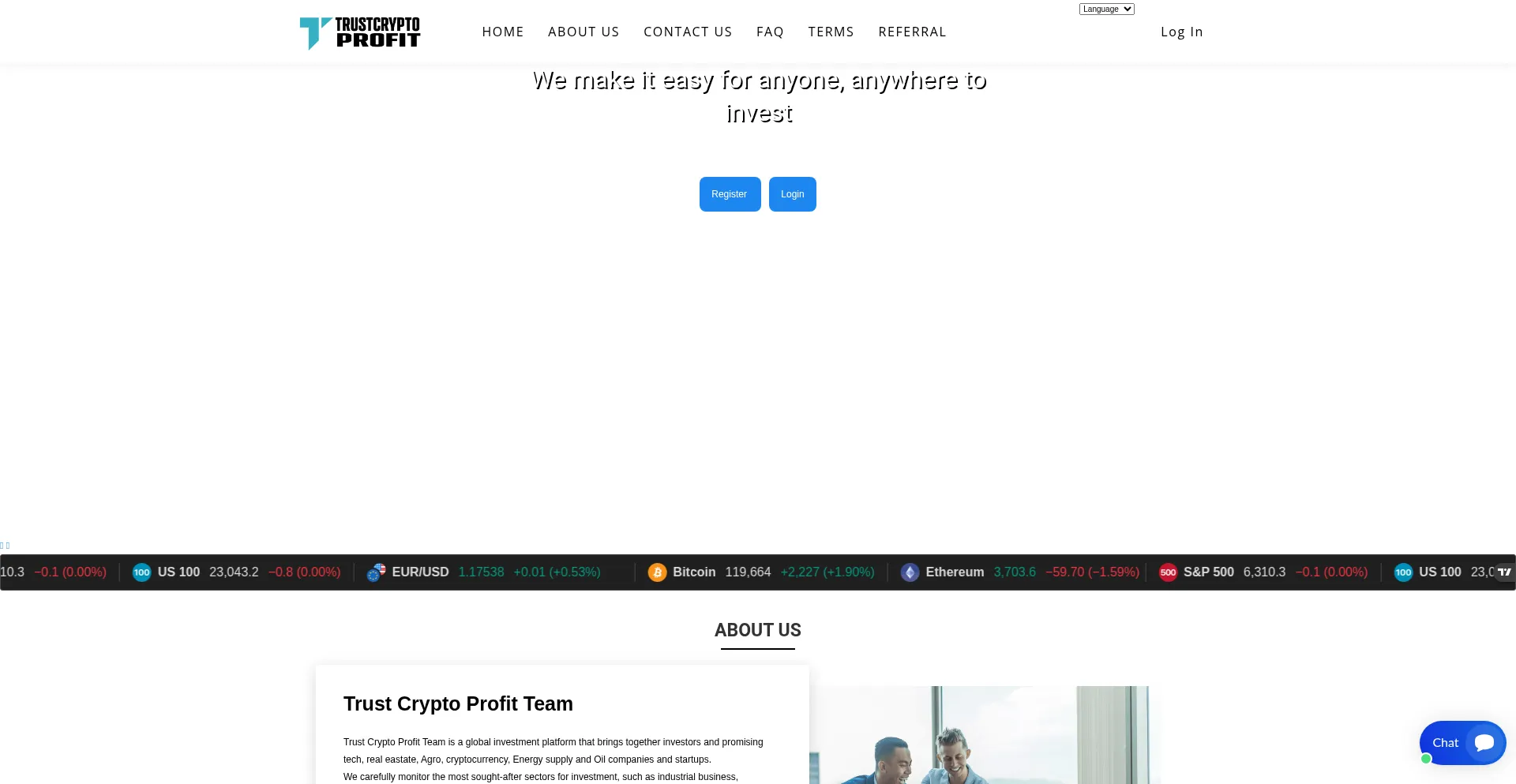 Website screenshot of Trustcryptoprofit.com