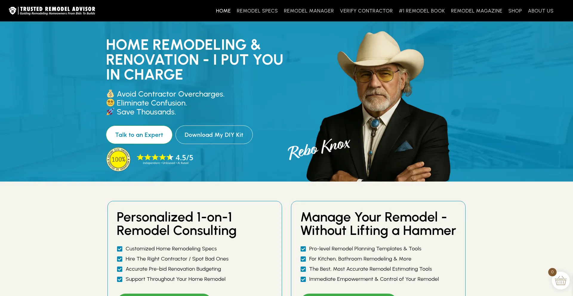 Website screenshot of Trustedremodeladvisor.com