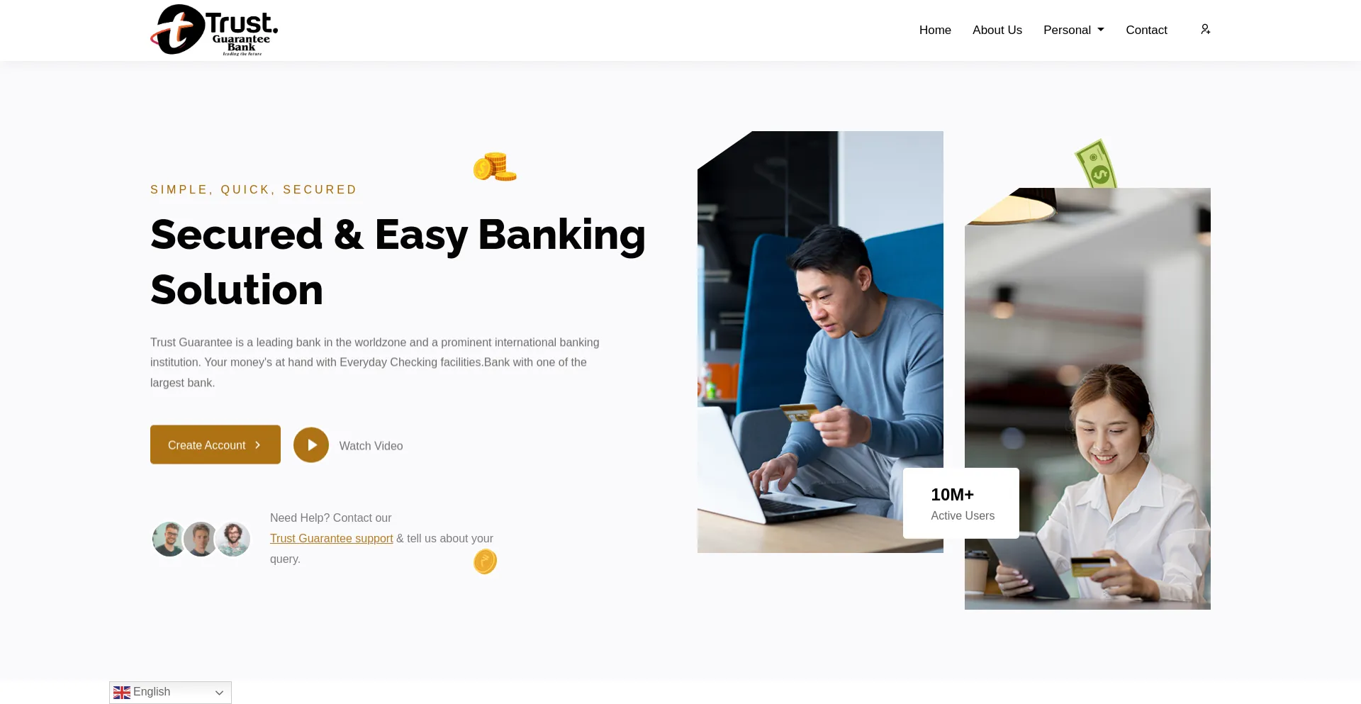 Website screenshot of Trustguabnk.com