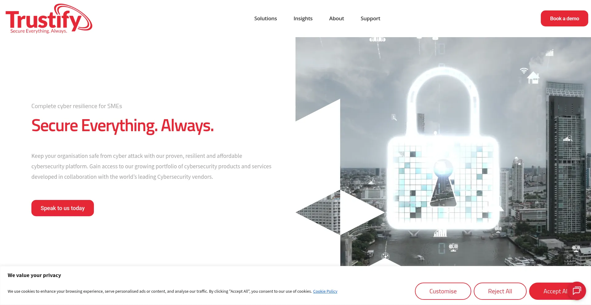 Website screenshot of Trustify.com