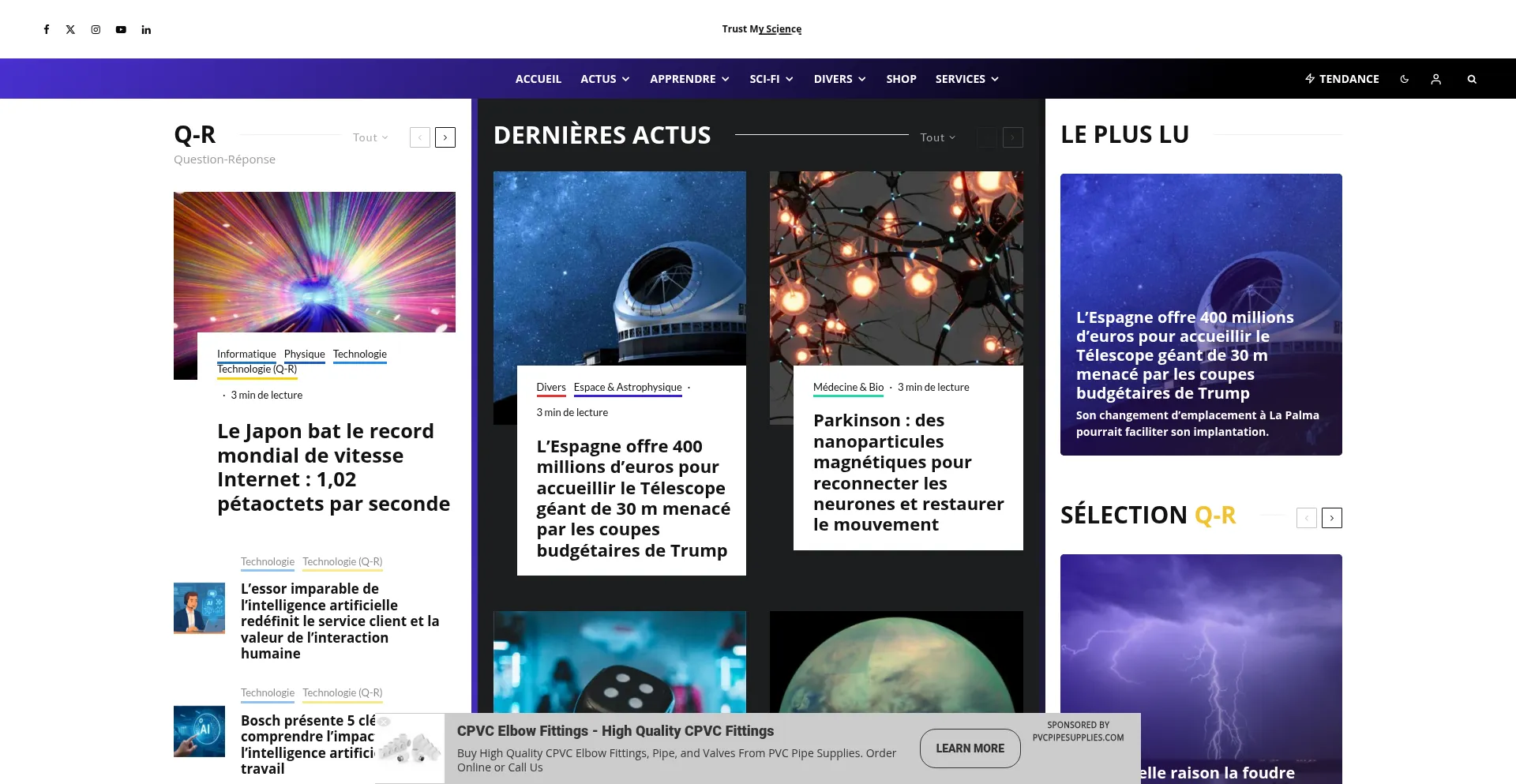 Website screenshot of Trustmyscience.com