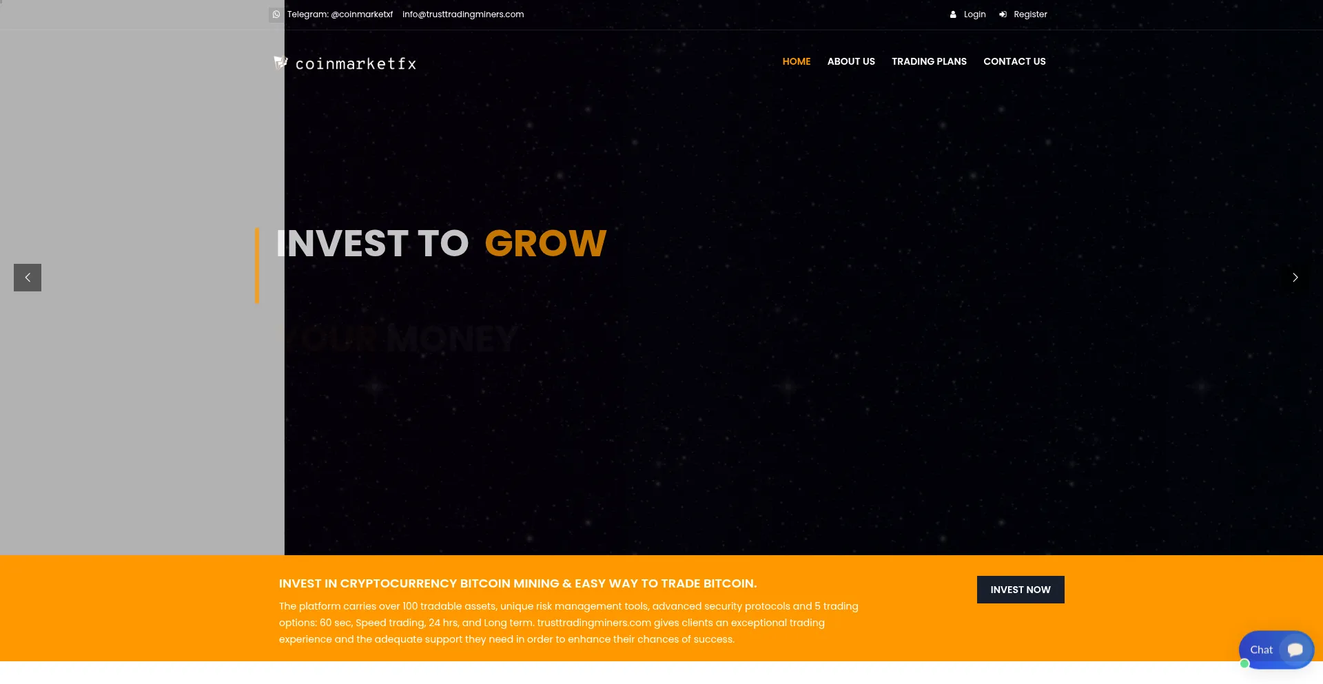 Website screenshot of Trusttradingminers.com