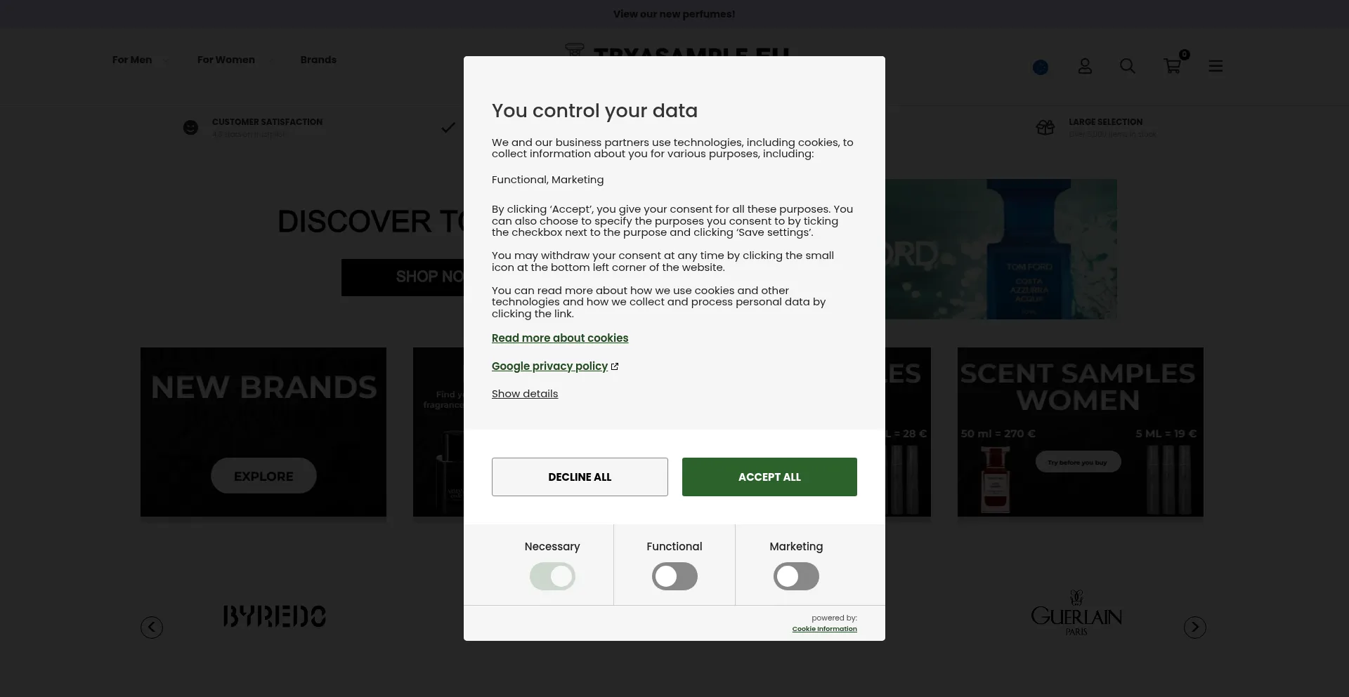 Tryasample.eu Screenshot