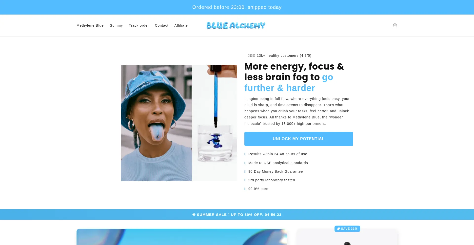 Website screenshot of Trybluealchemy.com