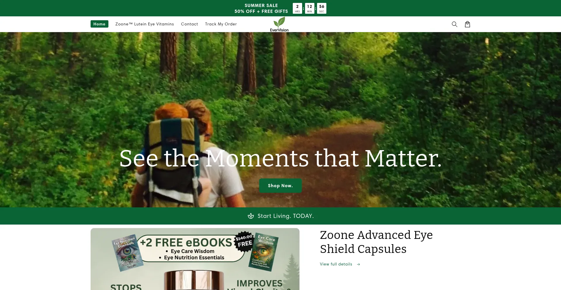 Website screenshot of Tryevervision.com