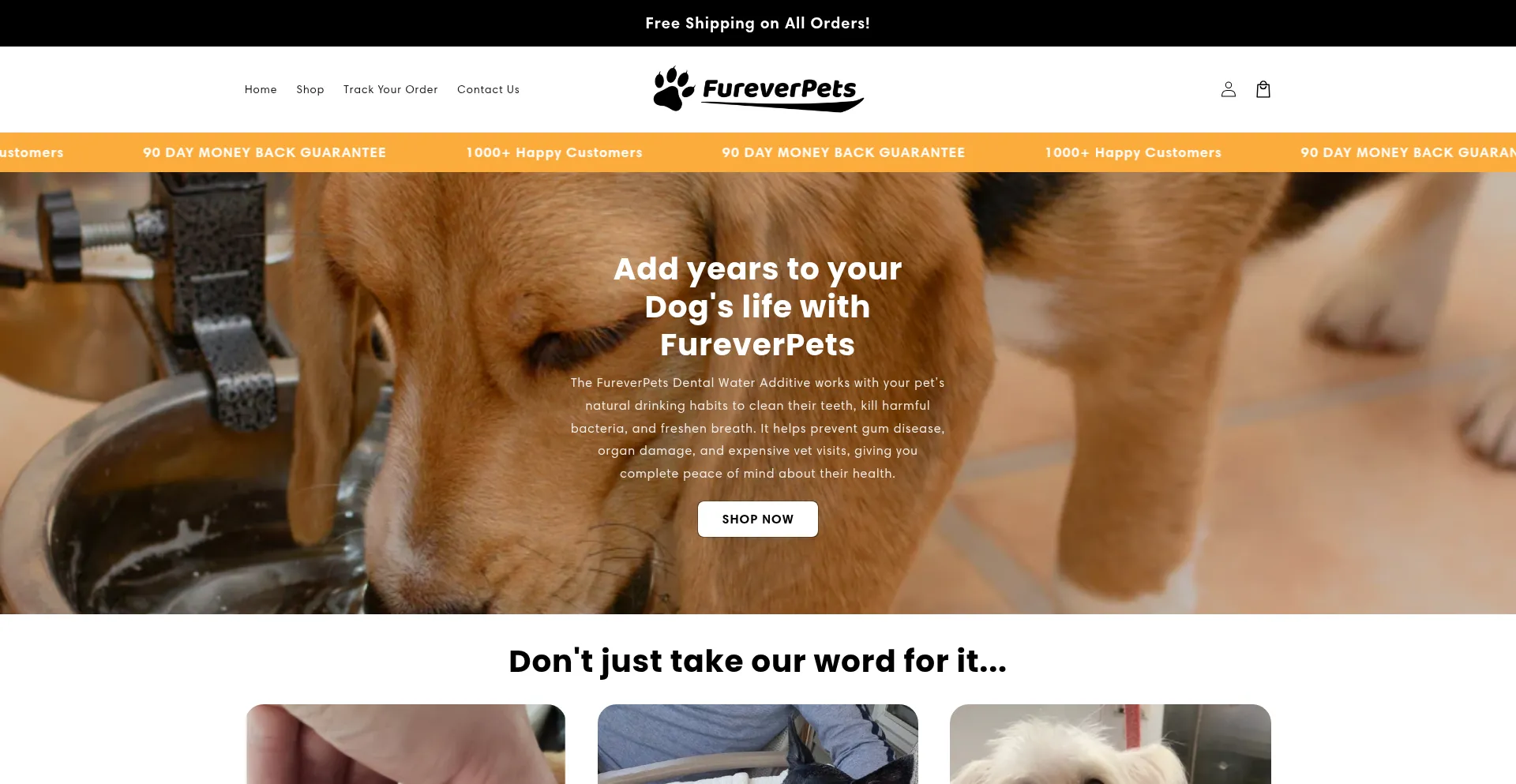 Website screenshot of Tryfurever.com