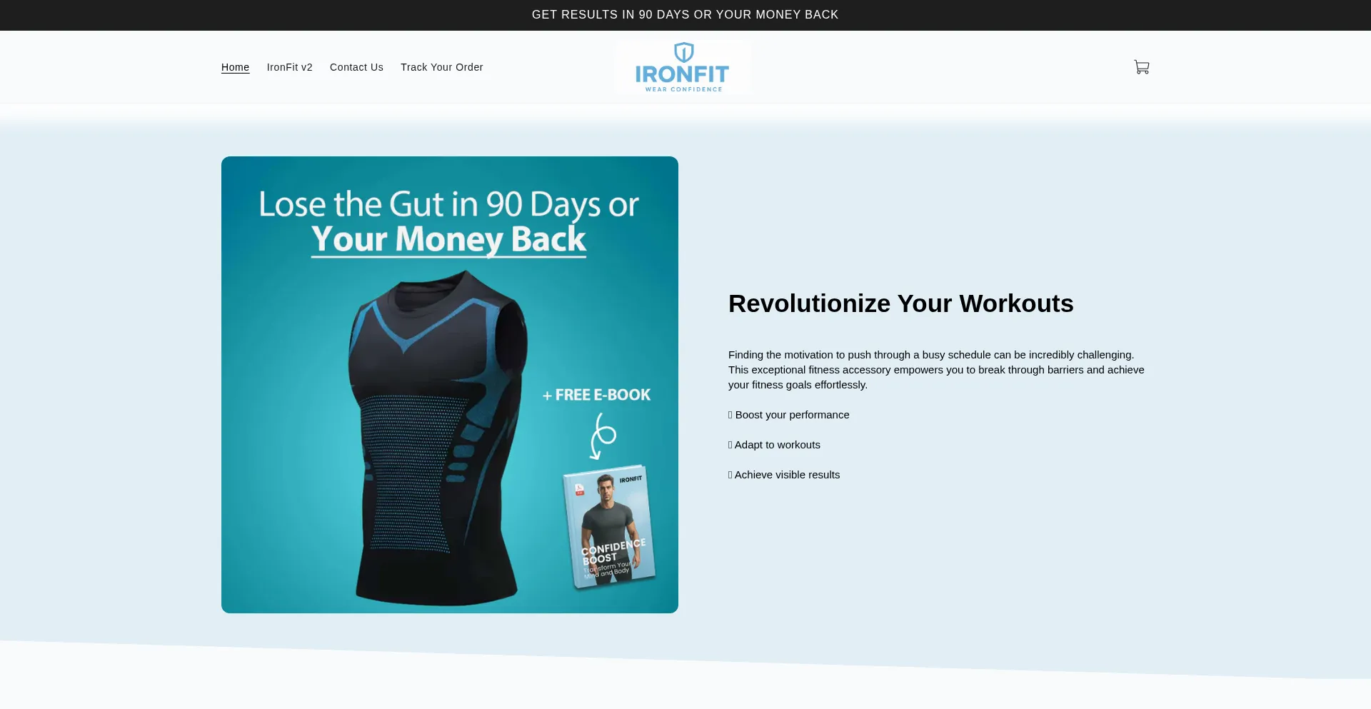 Website screenshot of Tryironfit.com