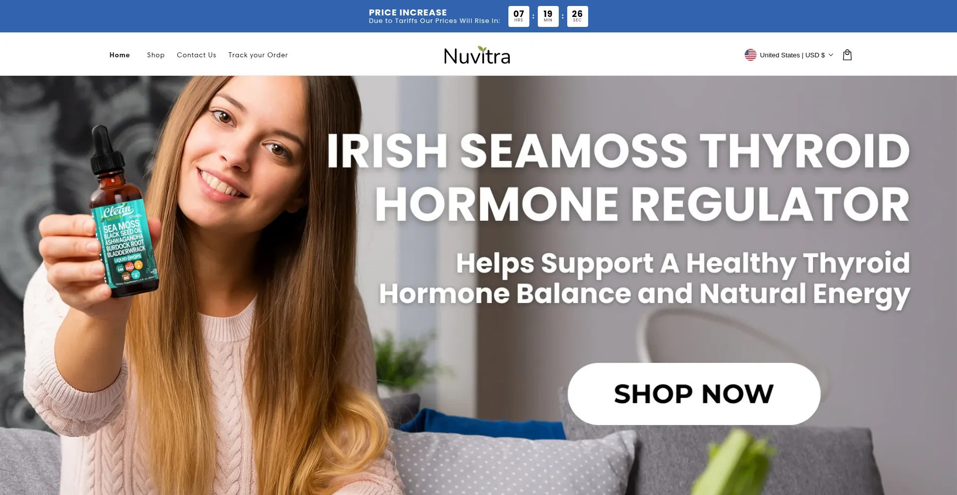 Website screenshot of Trynuvitra.com