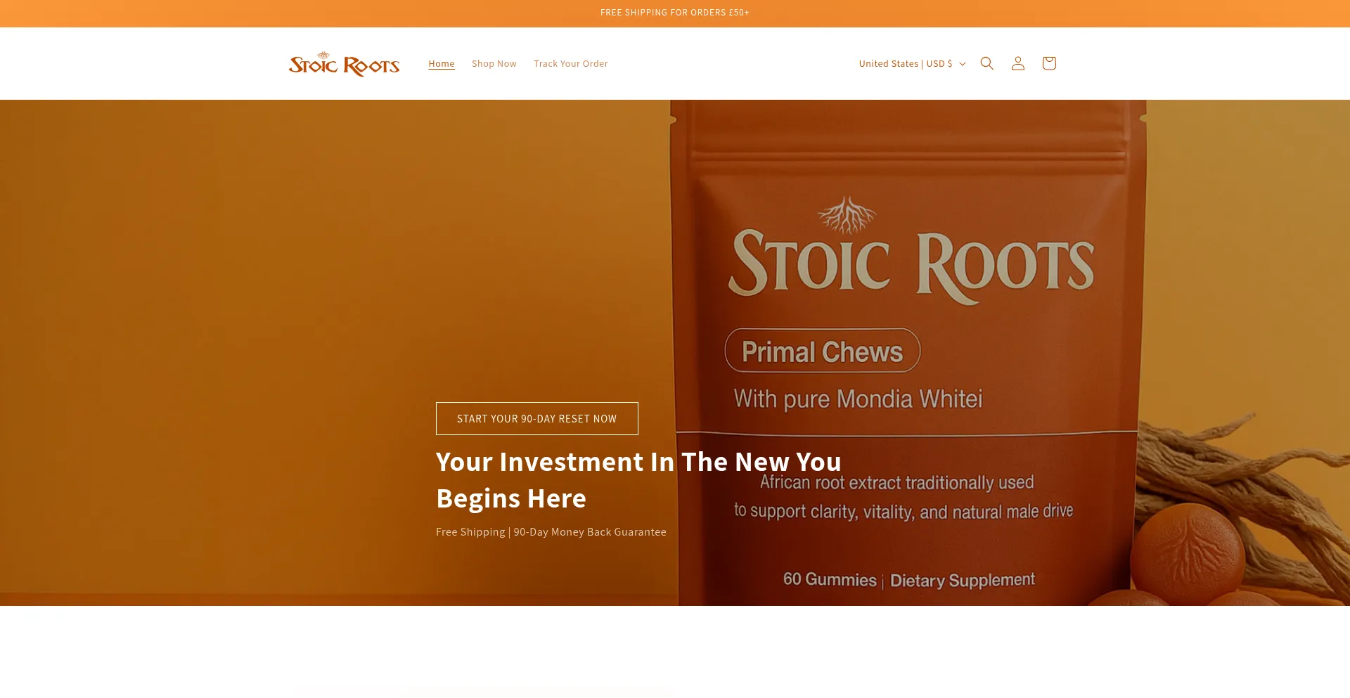 Website screenshot of Trystoicroots.com
