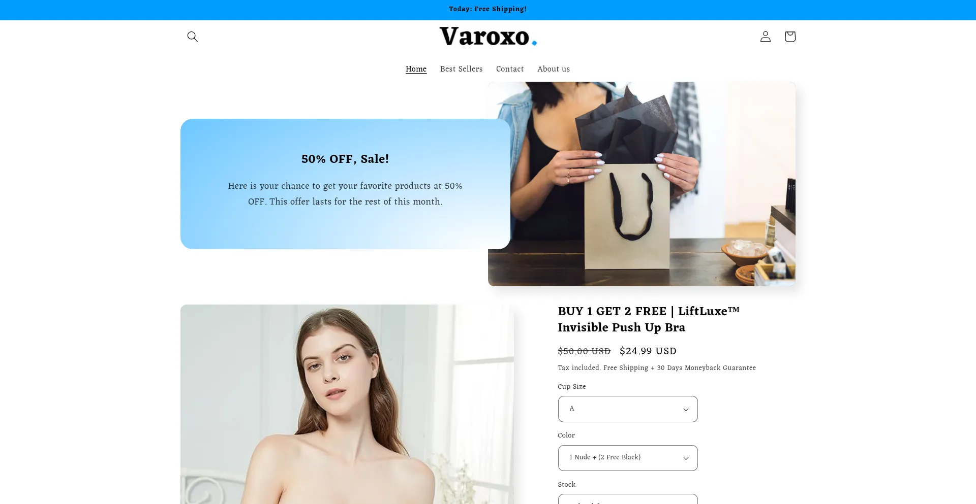Website screenshot of Tryvaroxo.store