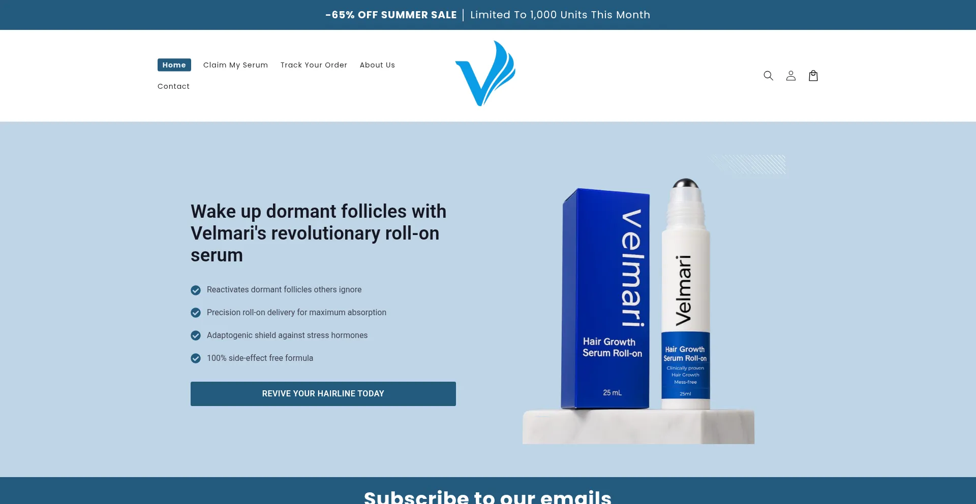 Website screenshot of Tryvelmari.com