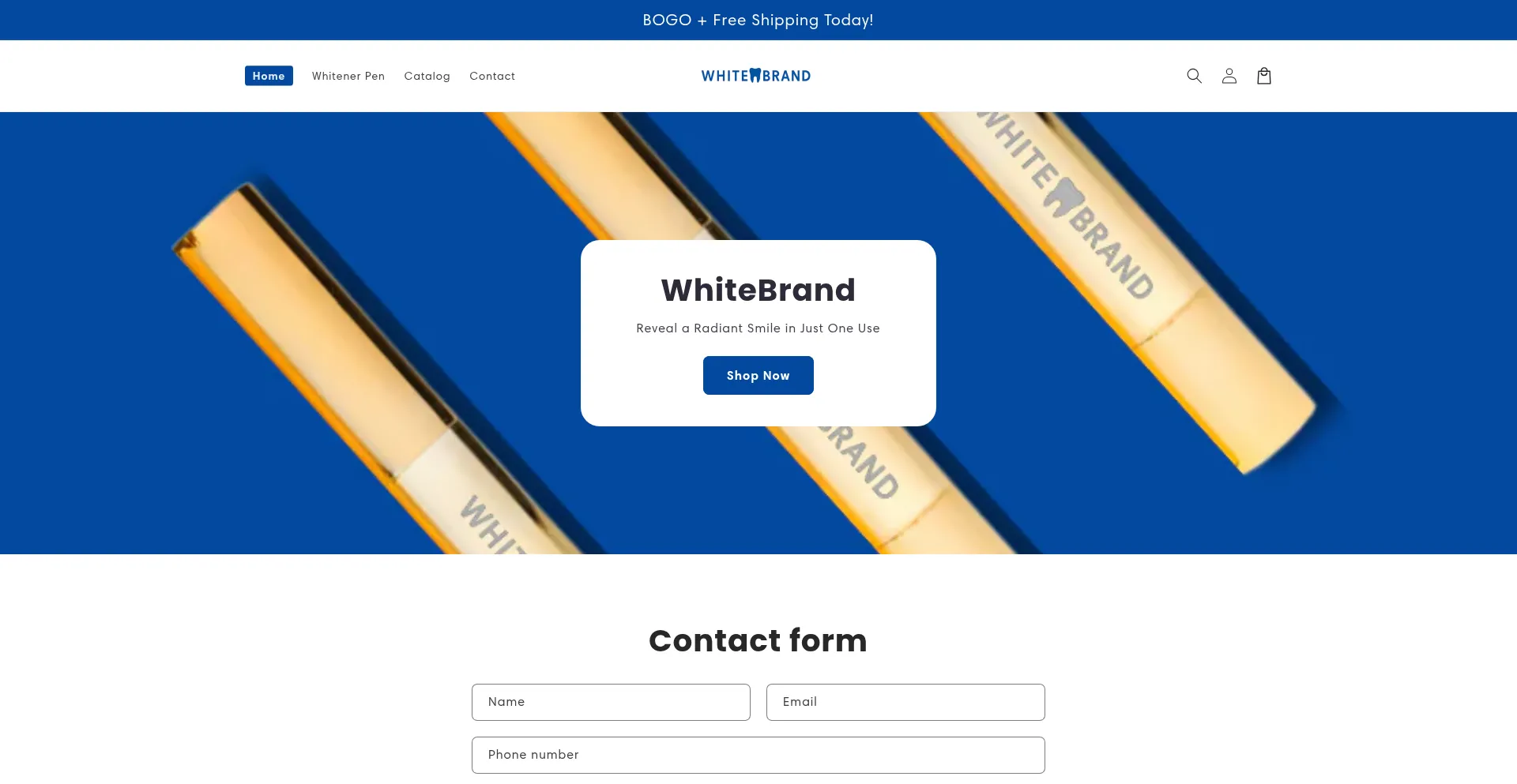 Website screenshot of Trywhitebrand.com