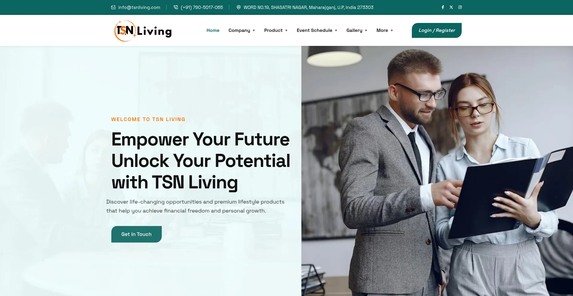 Website screenshot of Tsnliving.com