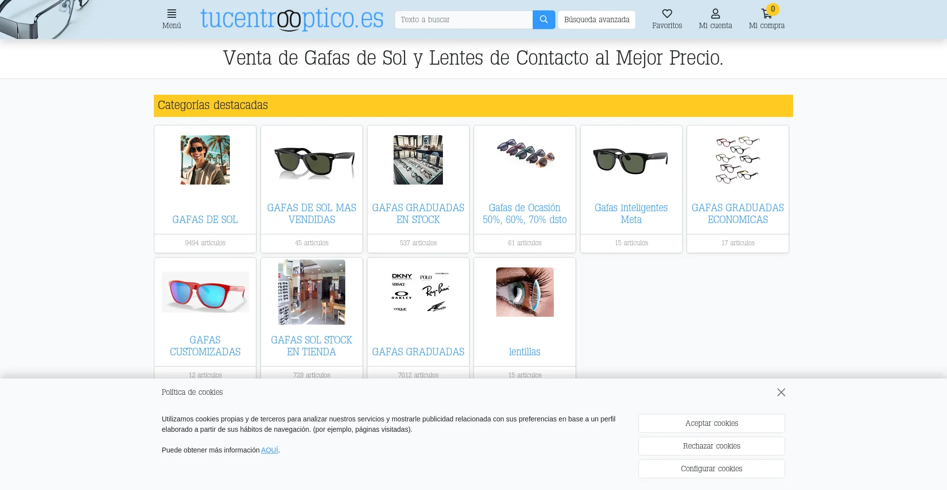 Website screenshot of Tucentrooptico.es