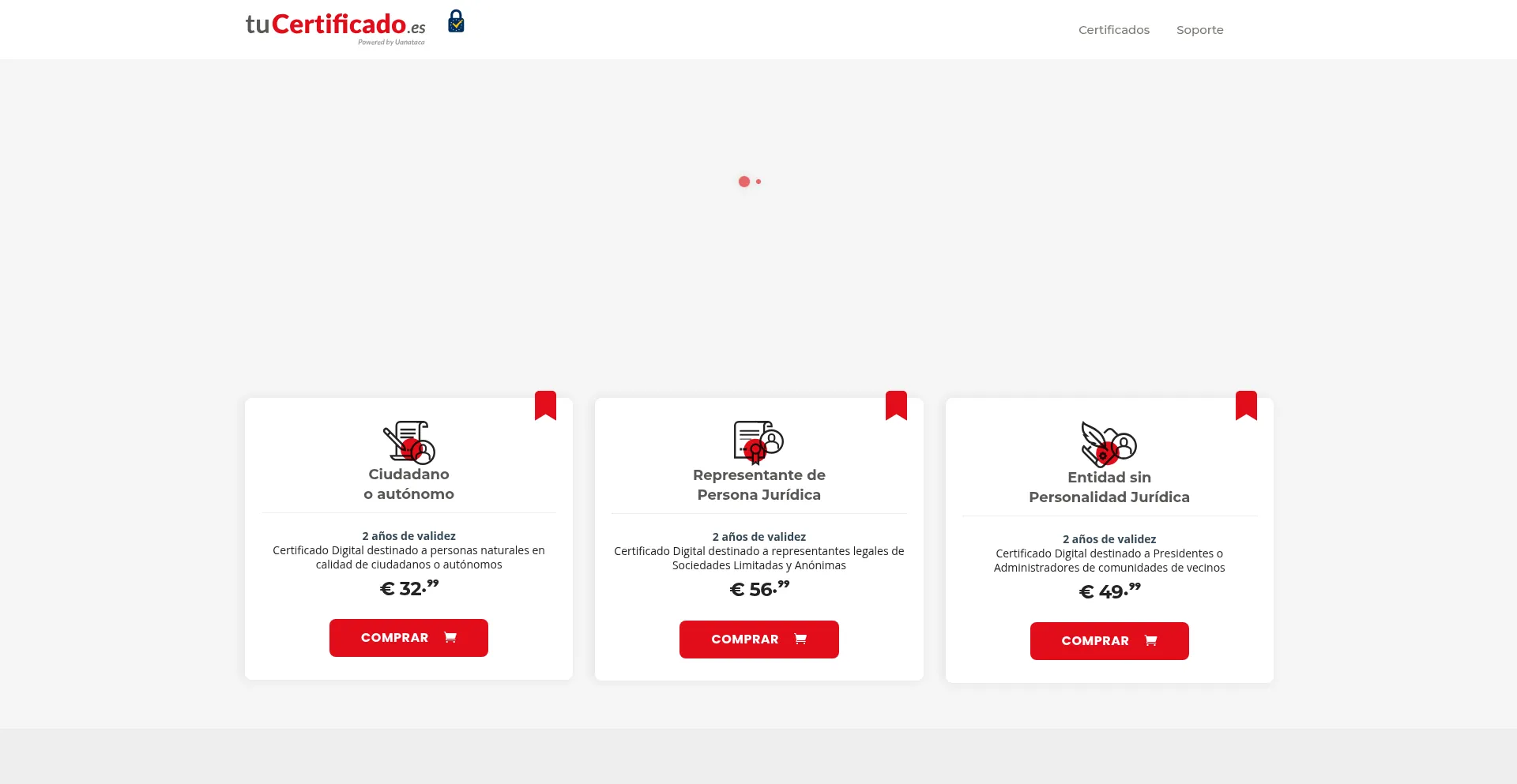 Website screenshot of Tucertificado.es