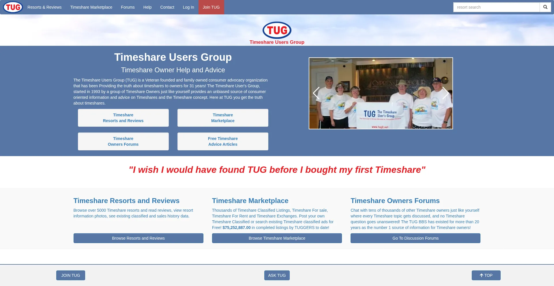 Website screenshot of Tug2.com