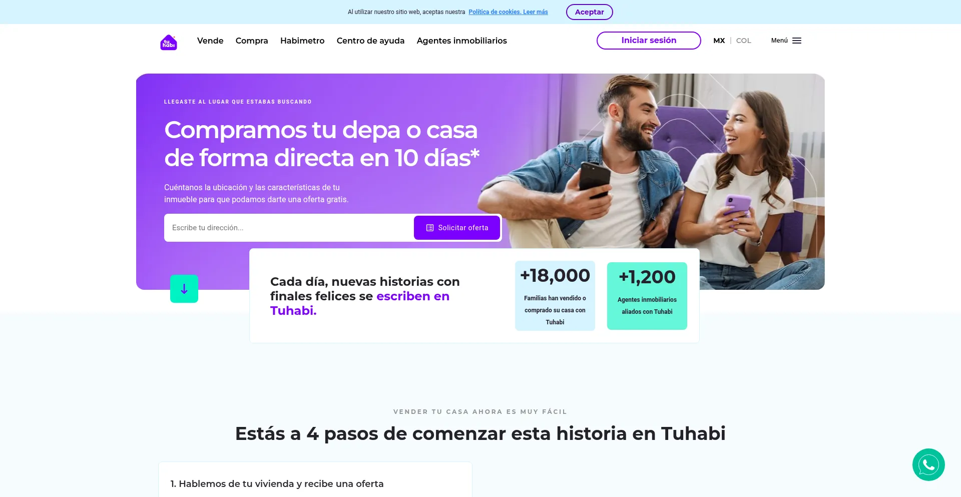 Website screenshot of Tuhabi.mx