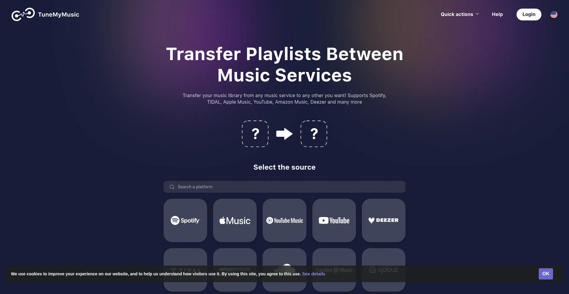 Website screenshot of Tunemymusic.com