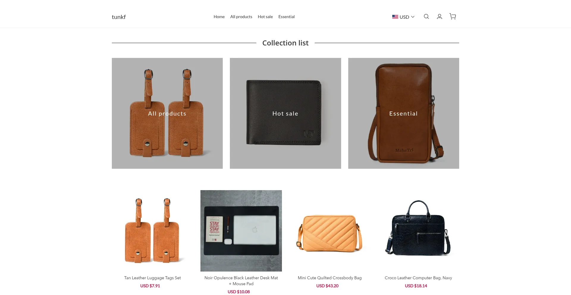 Website screenshot of Tunkf.com