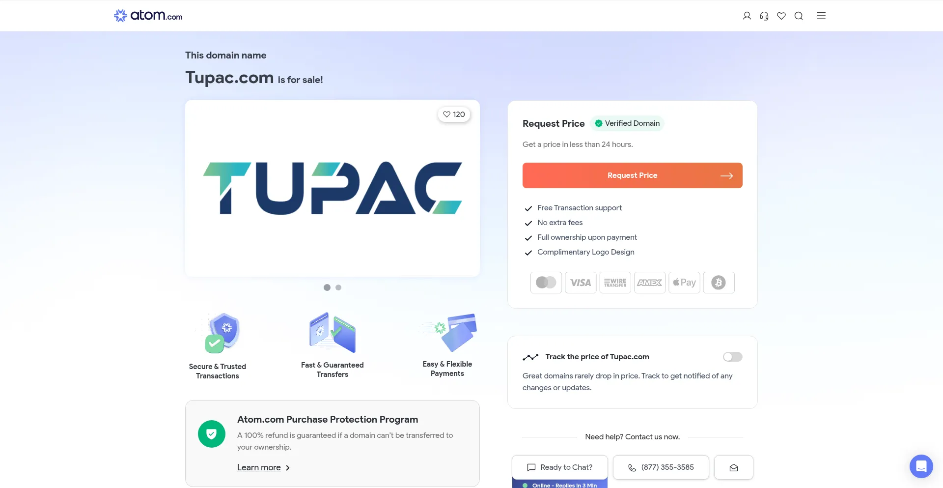 Website screenshot of Tupac.com