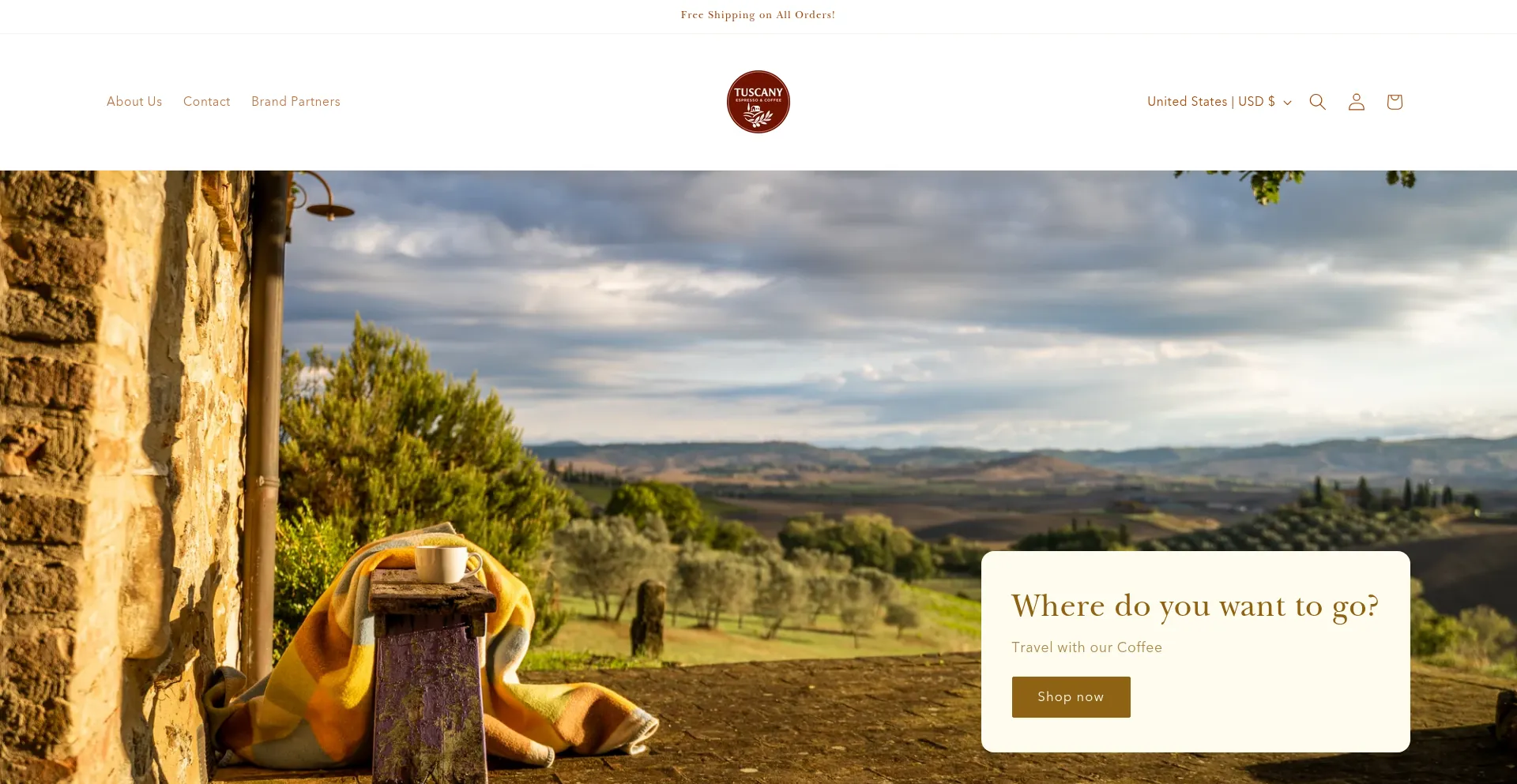 Website screenshot of Tuscanyespressoandcoffee.com