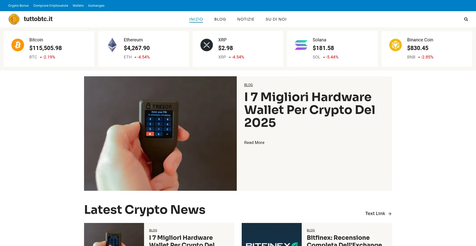Website screenshot of Tuttobtc.it