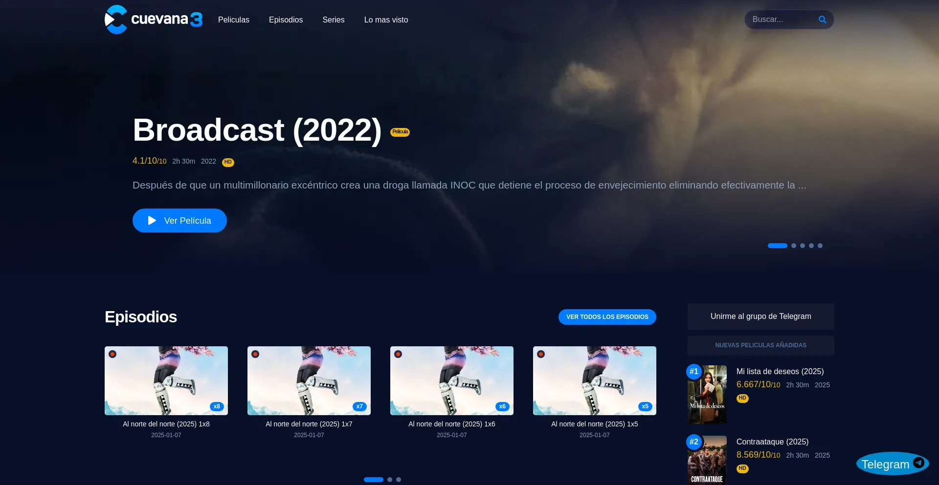 Website screenshot of Tv8.cuevana3.vip