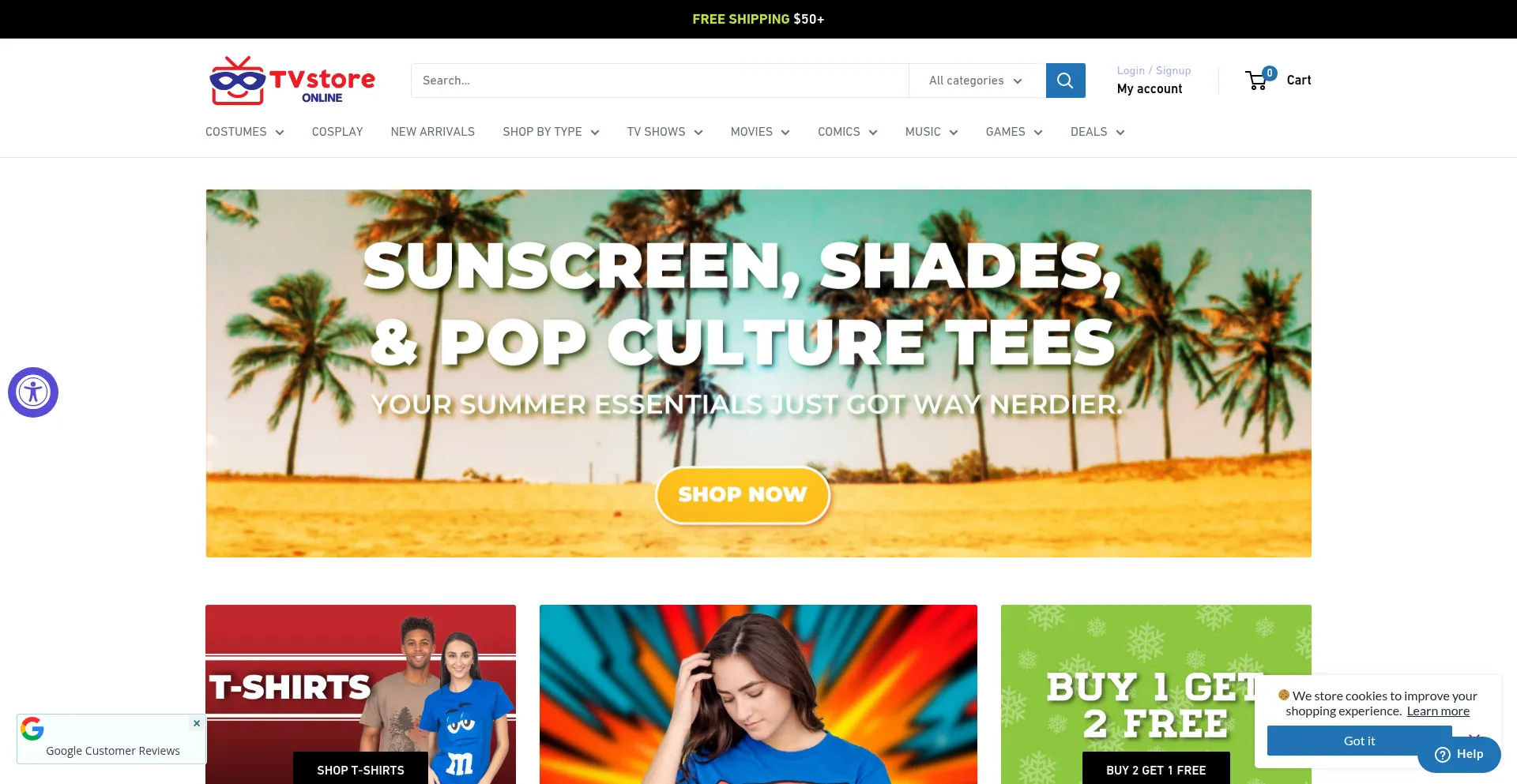 Website screenshot of Tvstoreonline.com