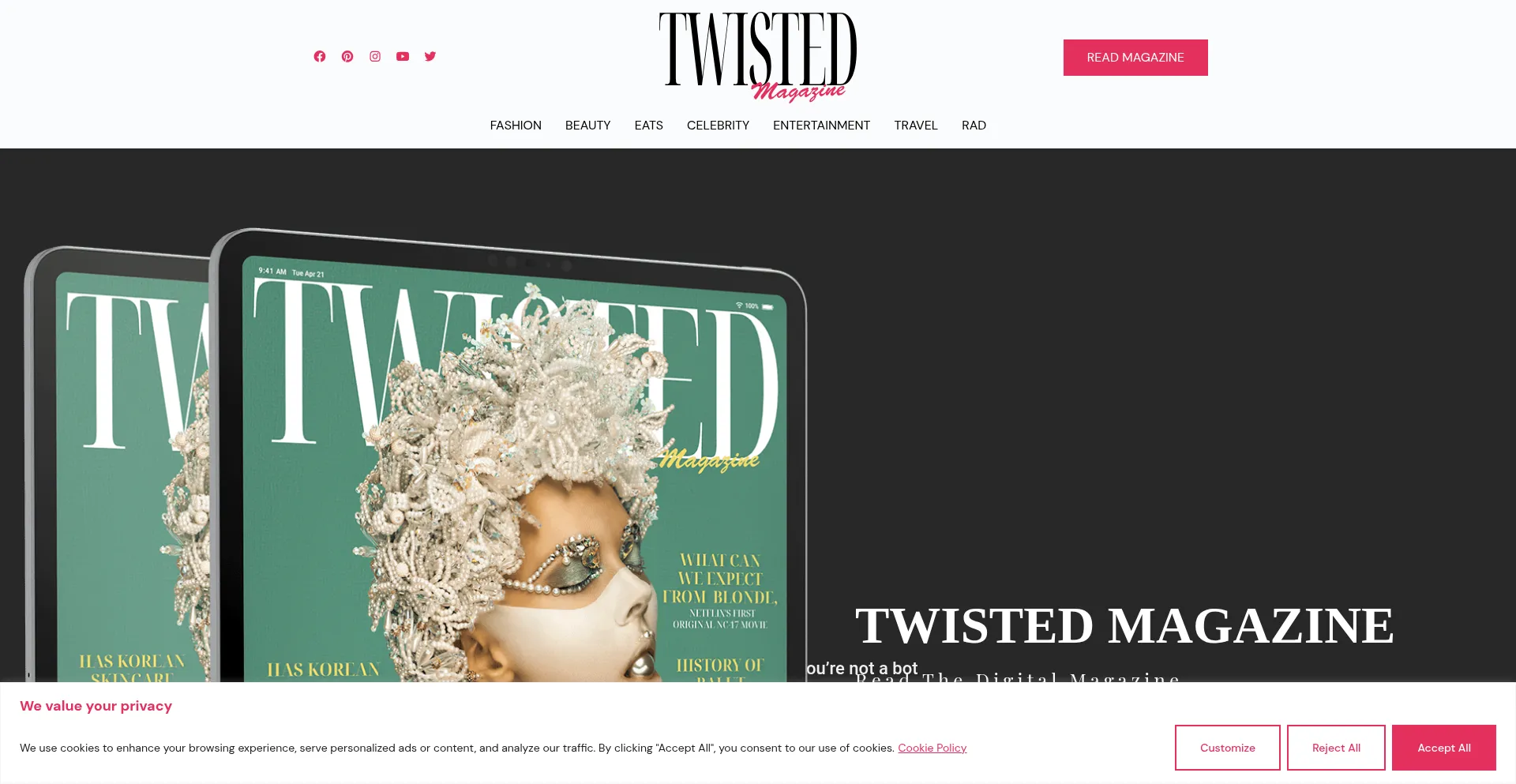 Website screenshot of Twistedmag.com