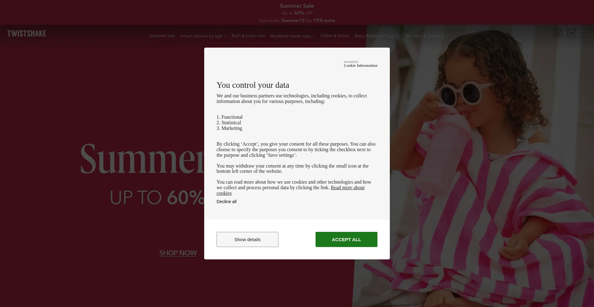 Website screenshot of Twistshake.com