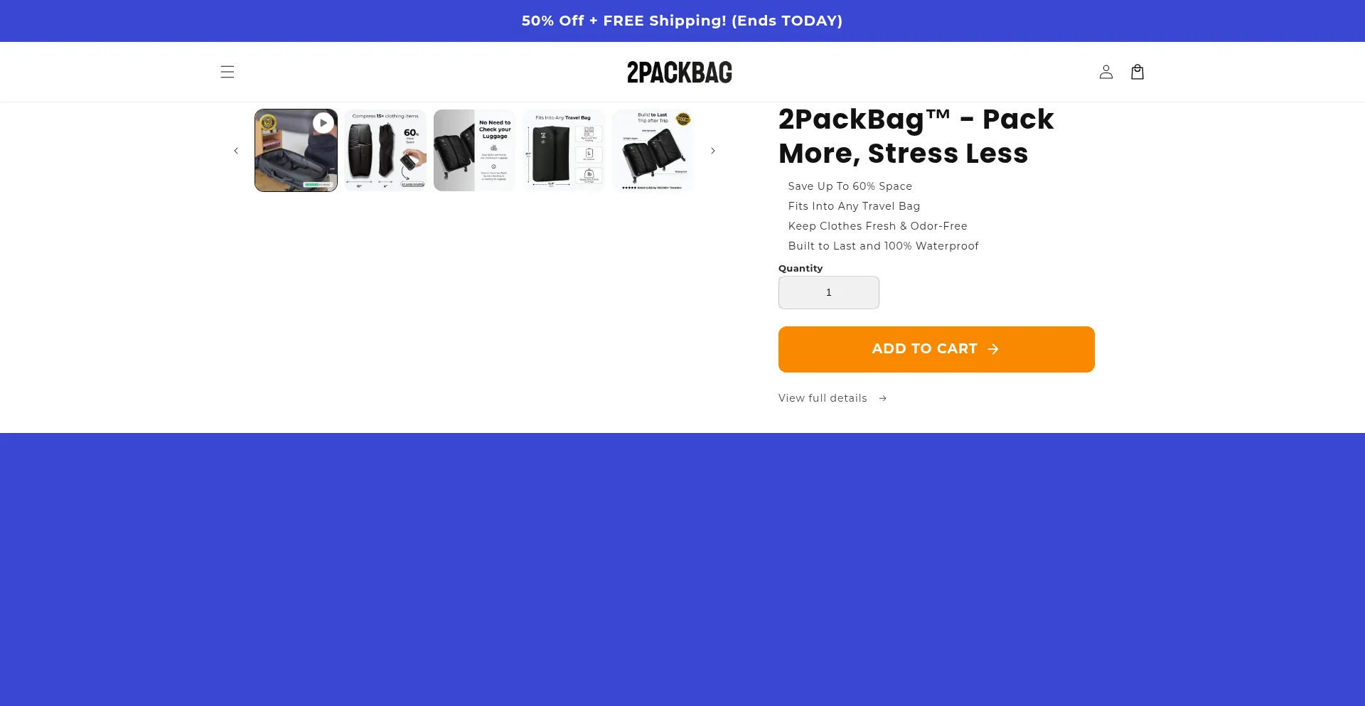 Website screenshot of Twopackbag.com