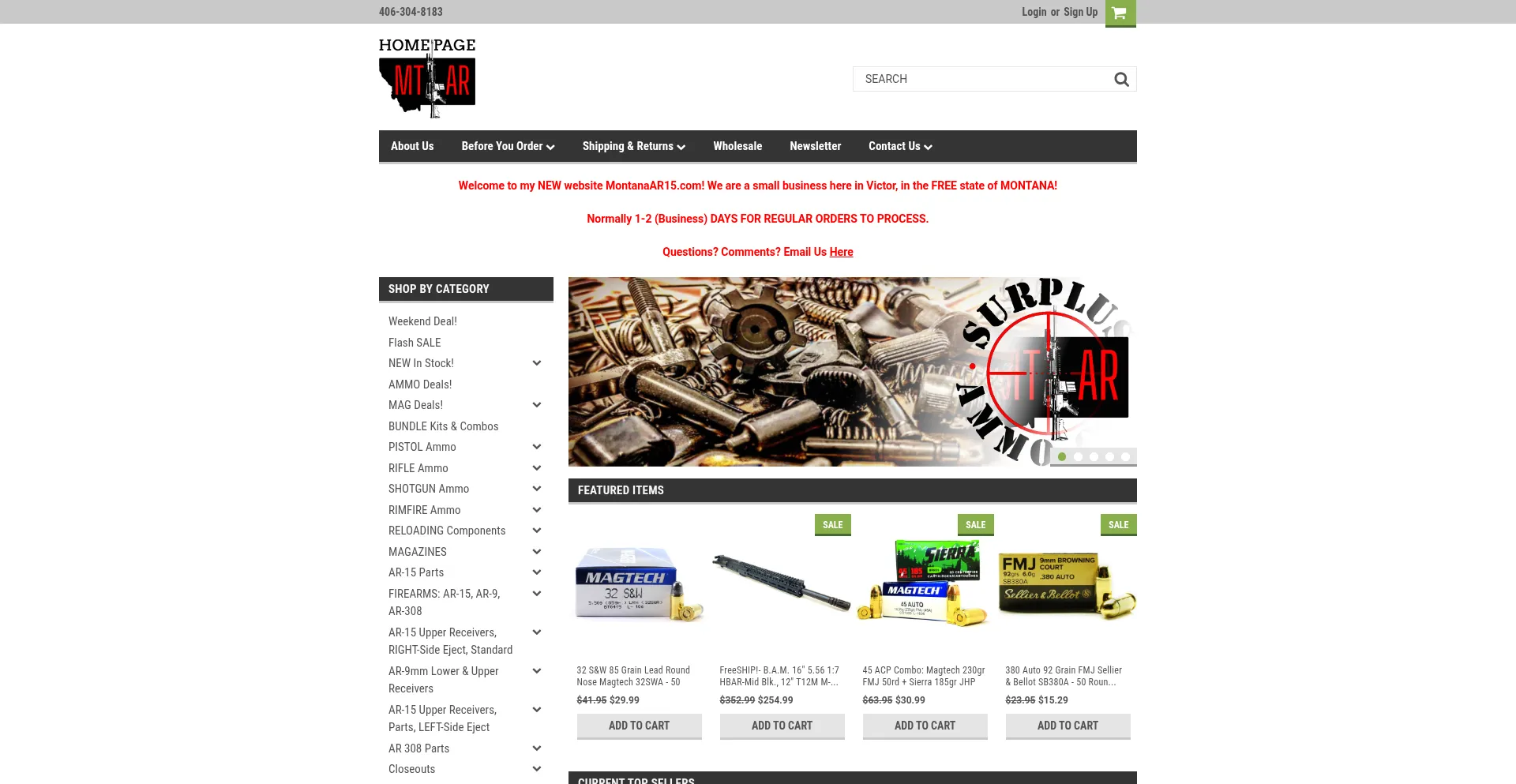 Website screenshot of Txammo.com