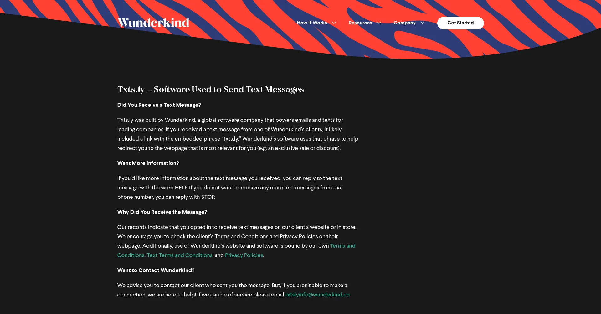 Website screenshot of Txts.ly