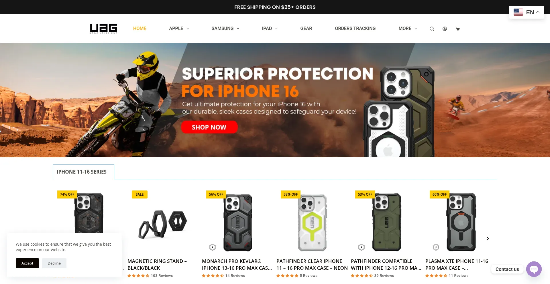 Website screenshot of Uagmall.com