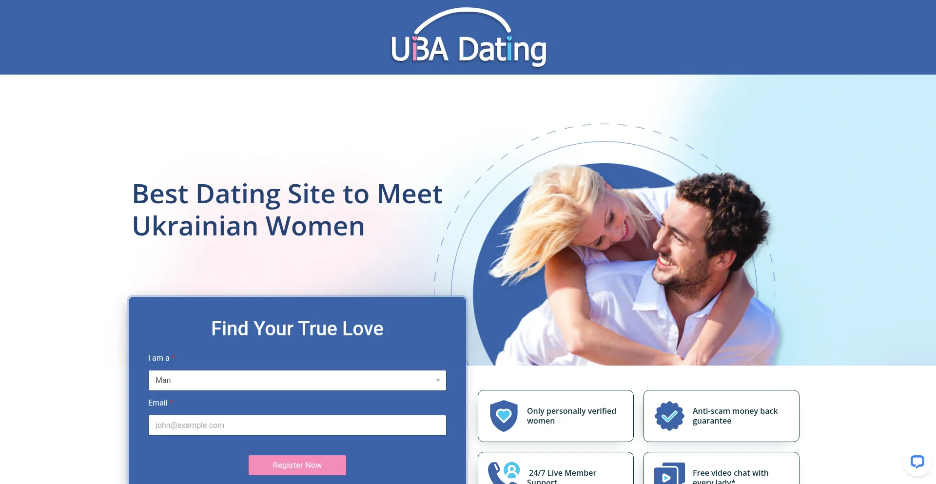 Website screenshot of Ubadating.com