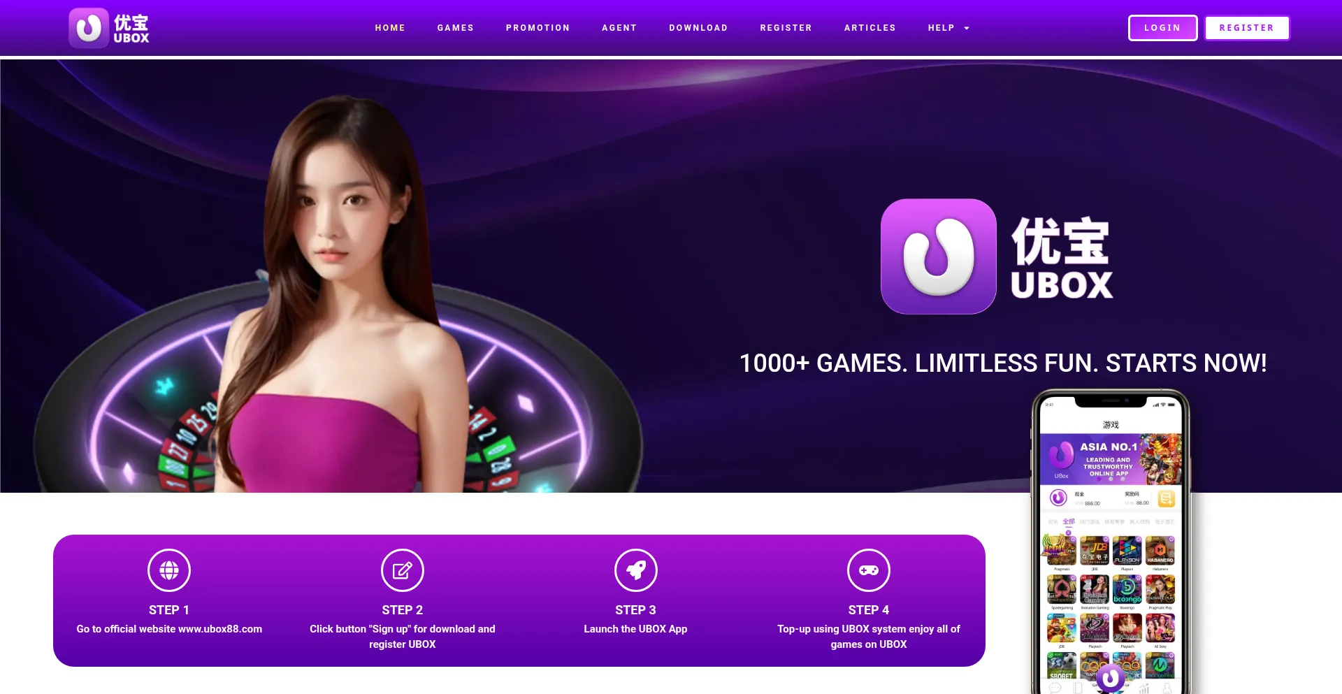 Website screenshot of Ubox88h5.com