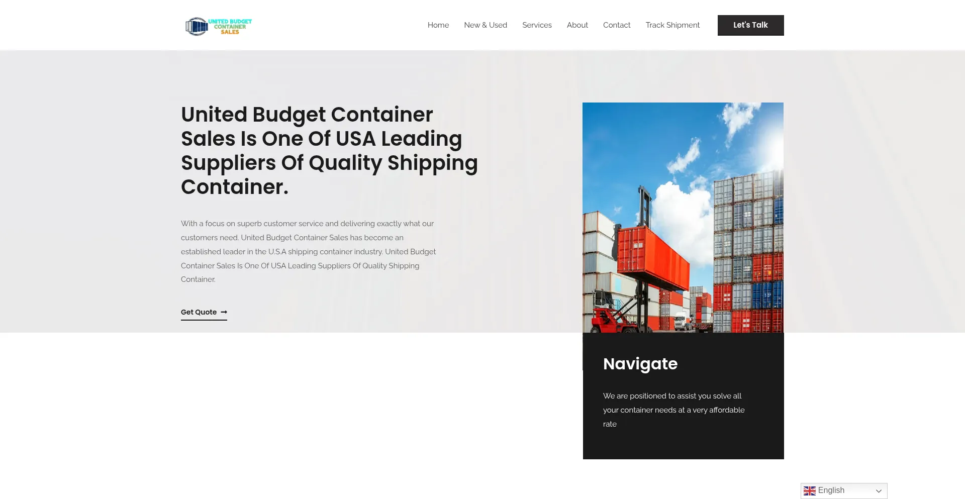 Website screenshot of Udbcontainersales.com