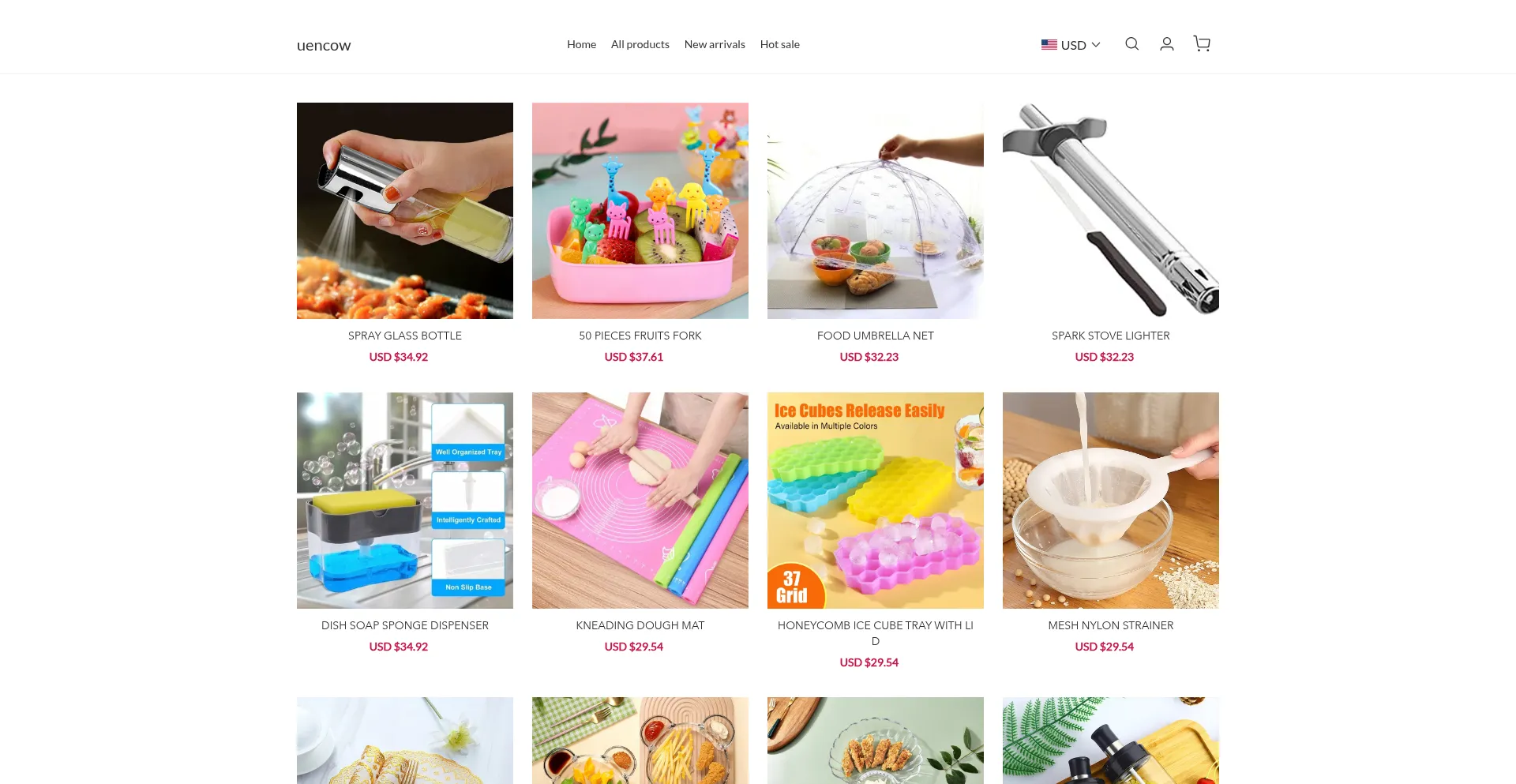 Website screenshot of Uencow.com