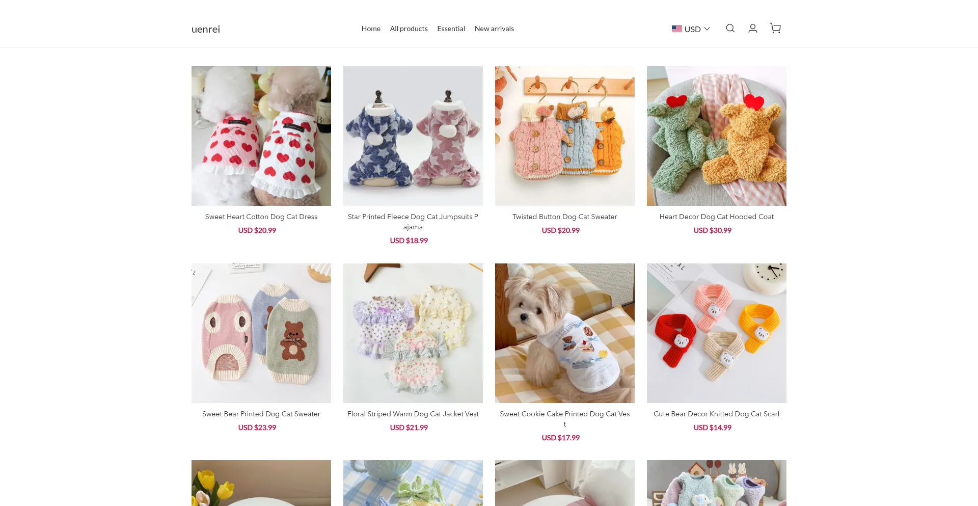 Website screenshot of Uenrei.com