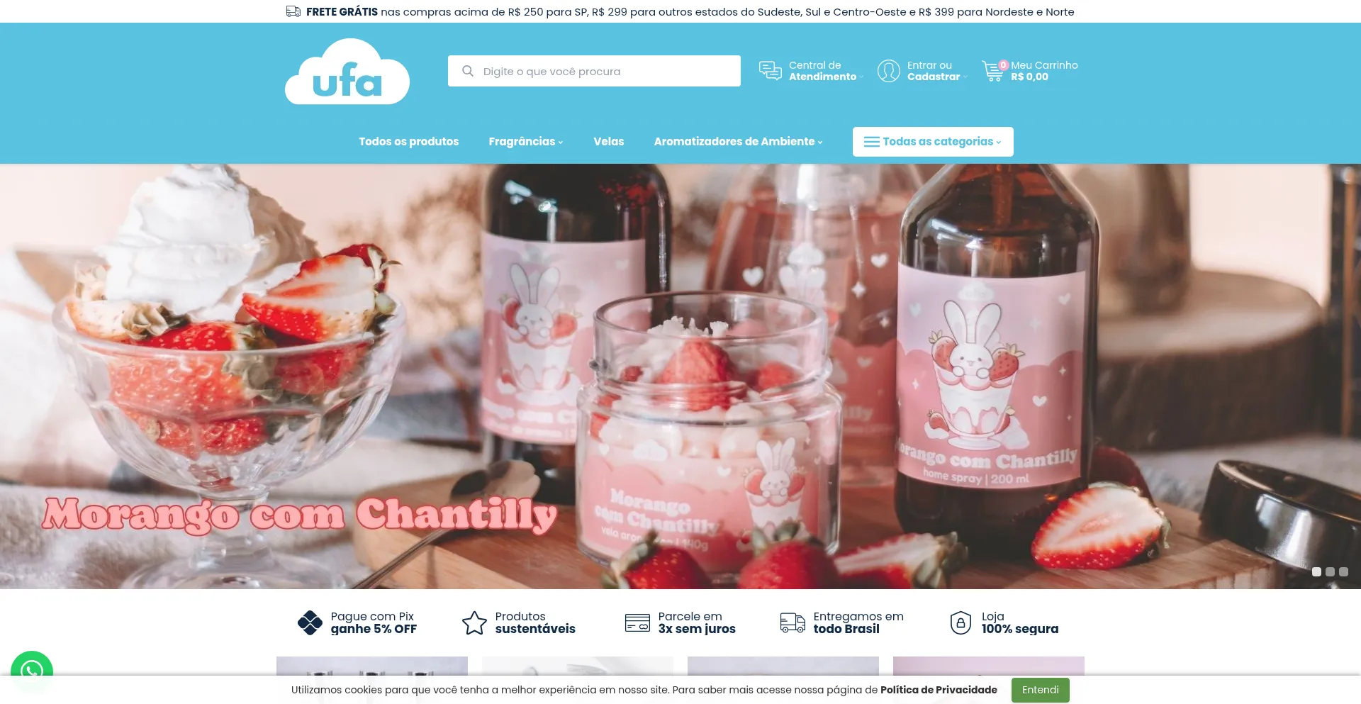 Website screenshot of Ufaloja.com.br