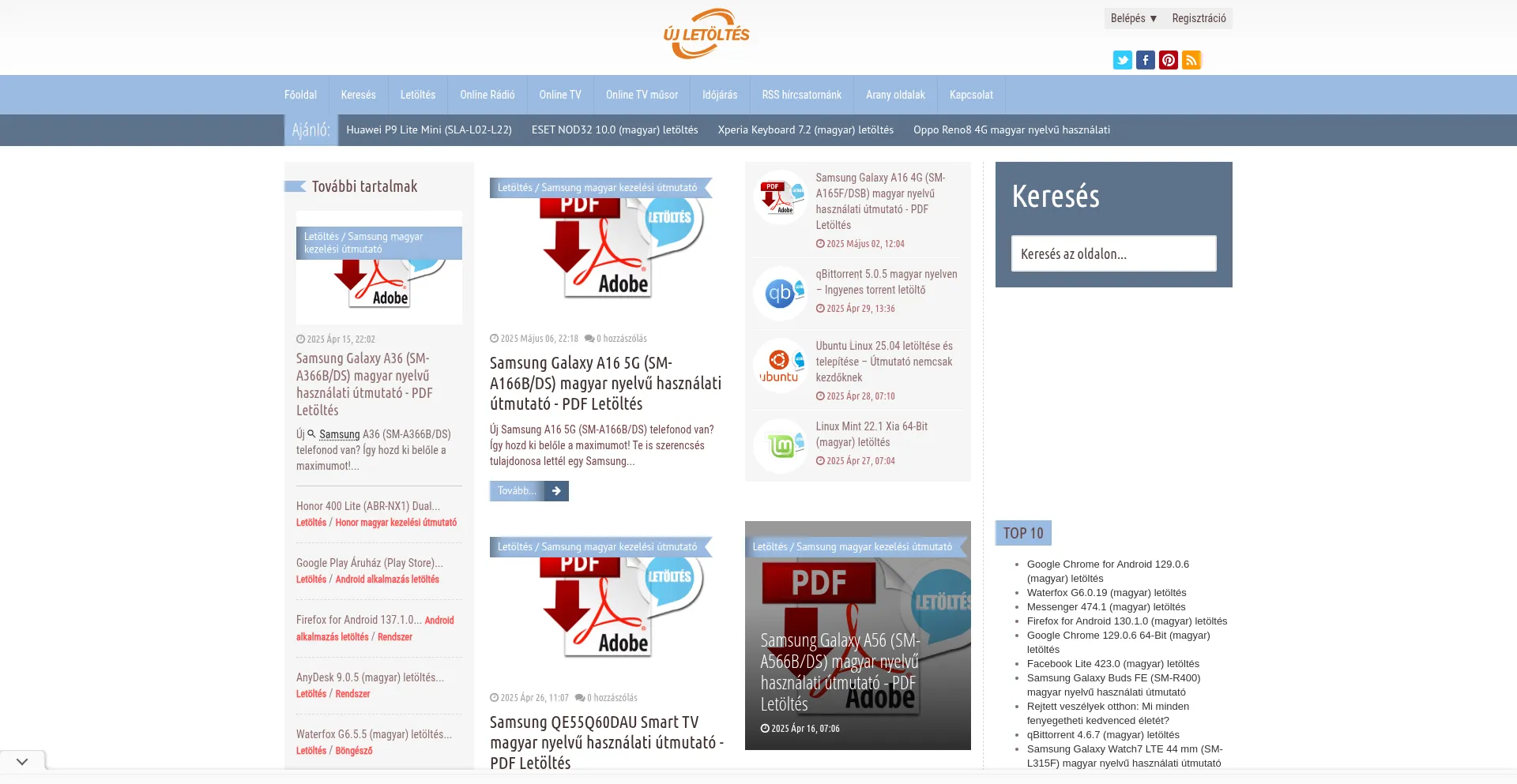 Website screenshot of Ujletoltes.hu