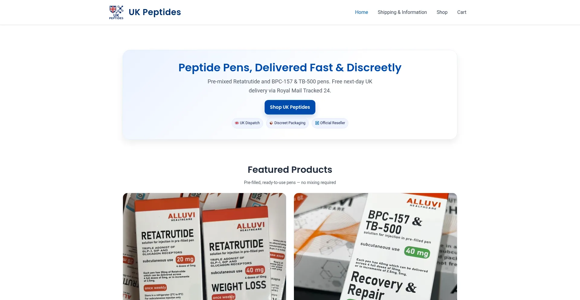 Ukpeptides.store Screenshot